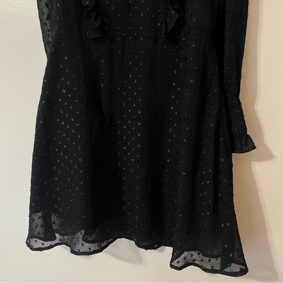 Target A New Day Black Ruffle Front Sparkle Polka Dot Dress - Picture 7 of 9